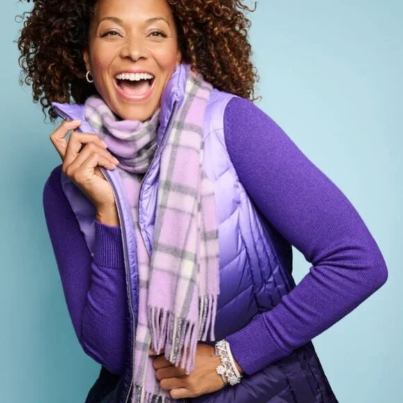 Talbots Puffer Vest Ombré Bright Purple Down Fill Winter Cozy Apres Sz XLP - Picture 2 of 6